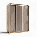 Kast met schuifdeuren van hout en kunststof in beige en grijs 100 x 60 x 180cm