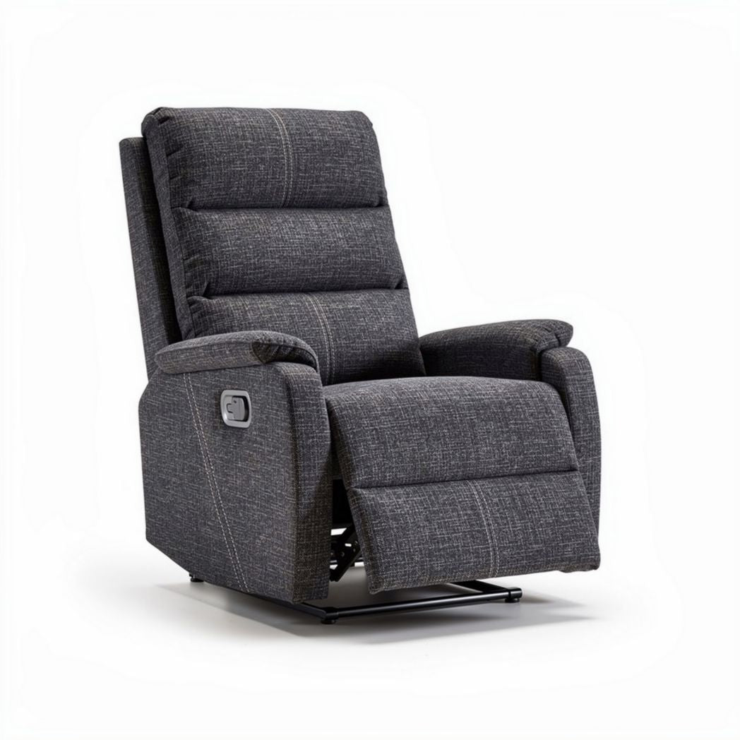 Zwarte relaxfauteuil met verstelbare rugleuning en voetensteun 80 x 80 x 100cm
