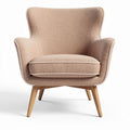 Stoel van bouclé stof met houten poten in lichtroze 80 x 80 x 90cm