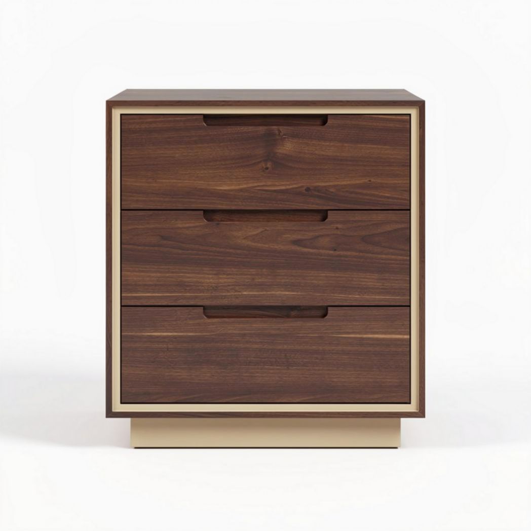 Houten nachtkastje met drie lades en een afmeting van 50 x 40 x 60cm