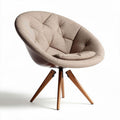 Loungestoel met zachte stof en houten poten 85 x 85 x 90cm bruin