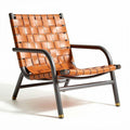 Leren fauteuil met metalen frame 80 x 70 x 70 cm bruin en zwart