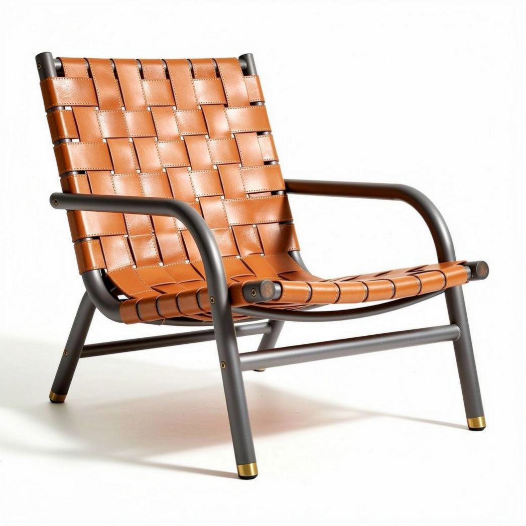 Leren fauteuil met metalen frame 80 x 70 x 70 cm bruin en zwart