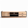 houten tv-meubel met zwarte accenten 150 x 40 x 50cm voor woonkamergebruik