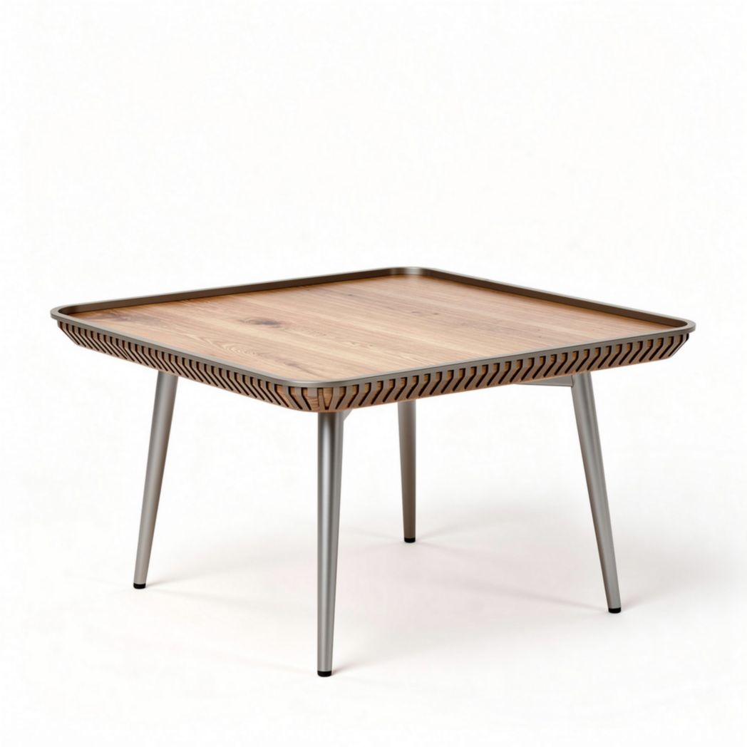 Houten salontafel met metalen poten 80 x 80 x 75 cm