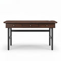 Bureau van hout met metalen poten en drie lades afmetingen 120 x 60 x 75cm