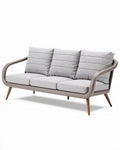 Tweed sofa met houten poten en kussens in lichtgrijs 200 x 80 x 85cm